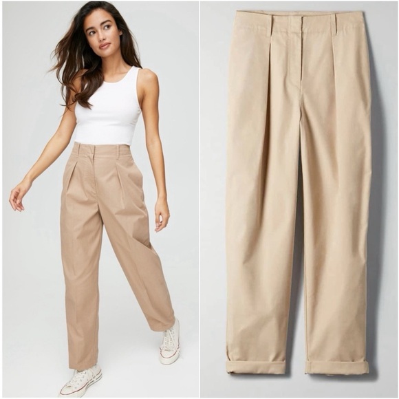 Aritzia Pants - WILFRED FREE • Day-Off Pant in Olive Beige • 10